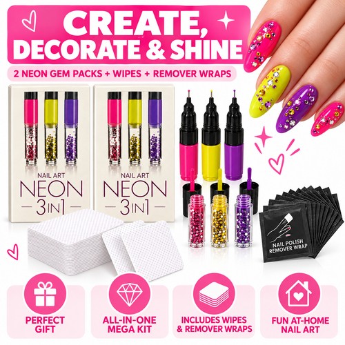Neon nail art - neon, set